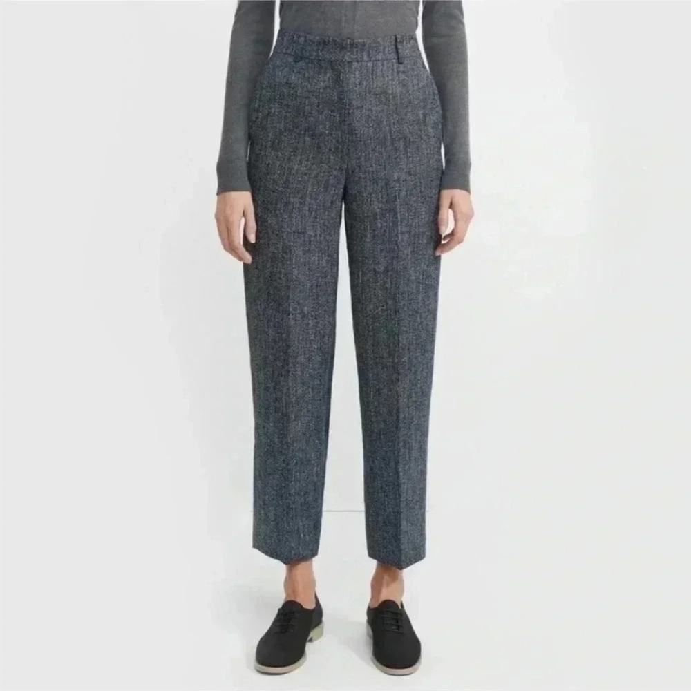 Theory Womens Navy Tweed Cropped Pants 12